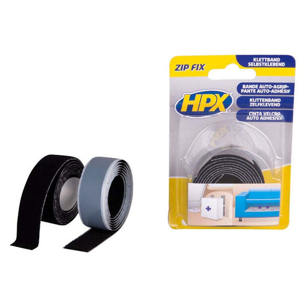 Selvklæbende velcro tape 20mm x 1m sort - HPX