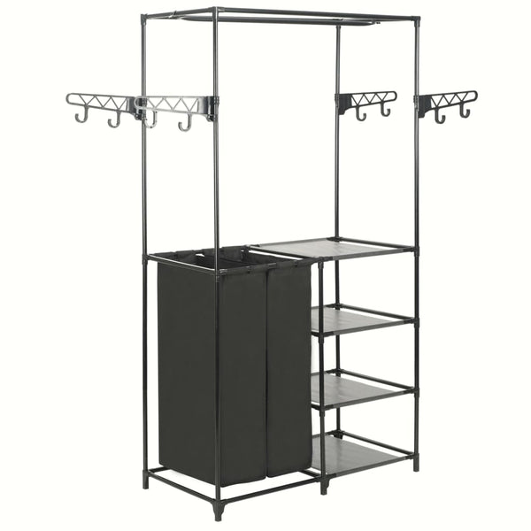 Tøjstativ 87X44X158 Cm Stål Og Ikke-Vævet Stof Sort Sort Og Gennemsigtig
