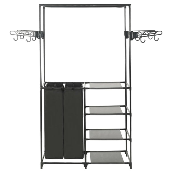 Tøjstativ 87X44X158 Cm Stål Og Ikke-Vævet Stof Sort Sort Og Gennemsigtig