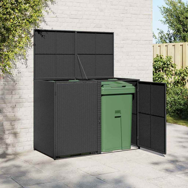 Dobbelt Skraldespandsskjuler Polyrattan 148 X 80 X 111 Cm
