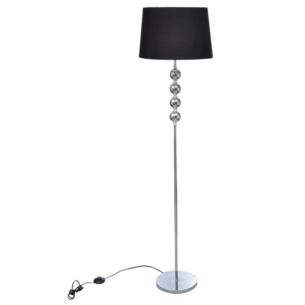 Standerlampe Med Skærm Og Dekoration Af 4 Stablede Kugler