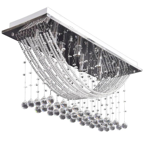 Hvid Loft Lampe Med Glitrende Glas Crystal Beads 8 X G9 29 Cm