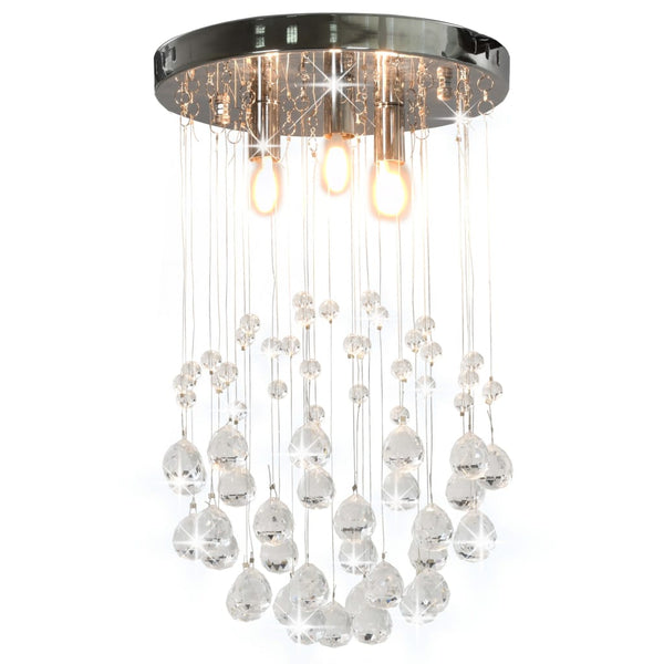 Loftlampe Med Krystalperler Kugleformet 3 X G9-Pærer Sølvfarvet
