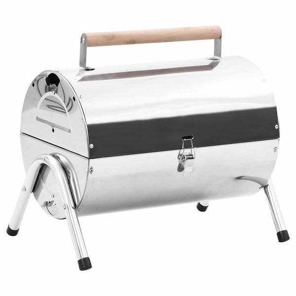 Transportabel Bordgrill Med Dobbelt Grillrist Rustfrit Stål