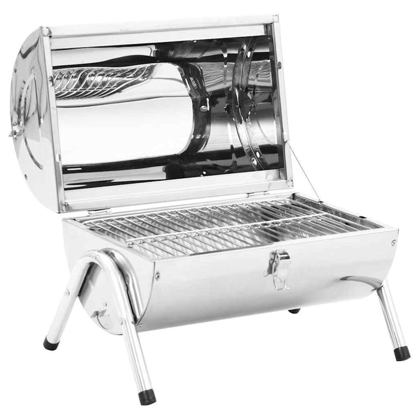 Transportabel Bordgrill Med Dobbelt Grillrist Rustfrit Stål