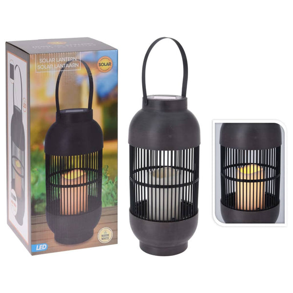 436216 Progarden Solcellelanterne Med Led-Lys Rattan Sort