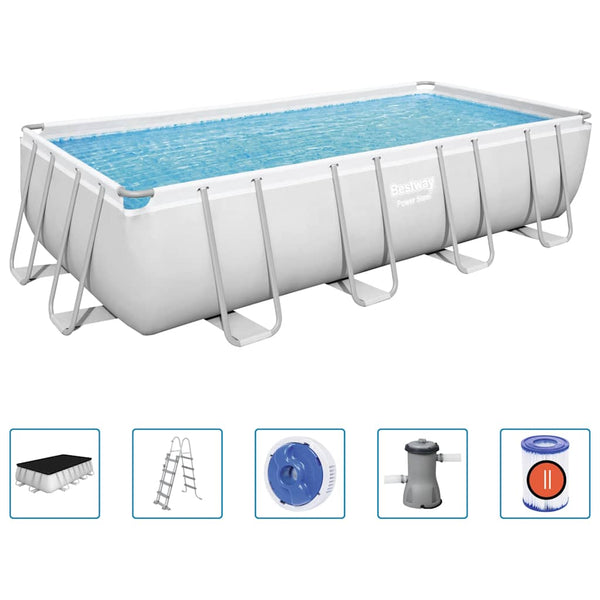 Bestway Power Steel Swimmingpool 488X244X122 Cm Rektangulær