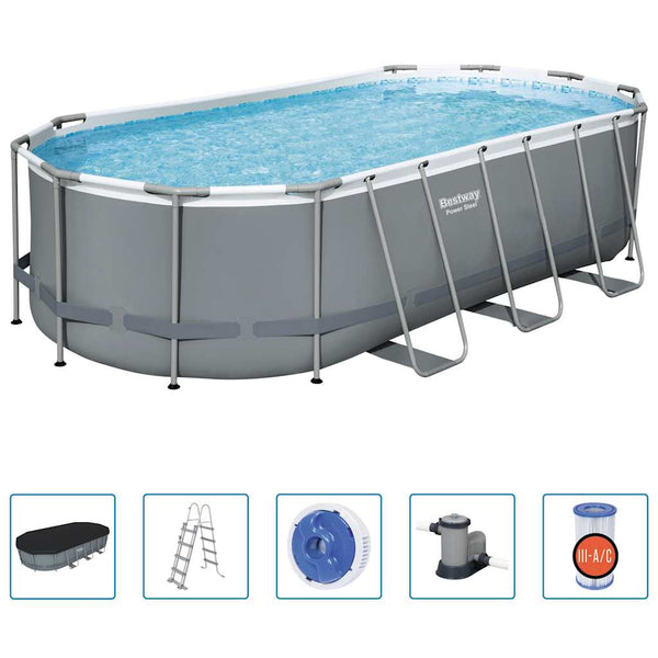 Bestway Power Steel Fritstående Pool 549X274X122 Cm Oval
