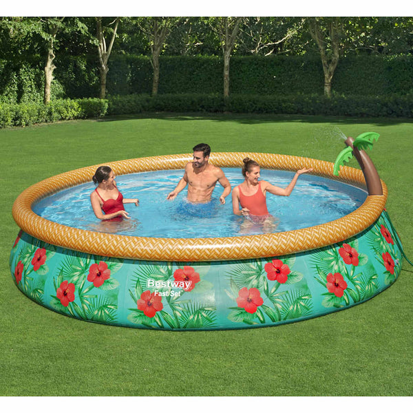 Bestway Fast Set Oppusteligt Badebassin 457X84 Cm Paradise Palms