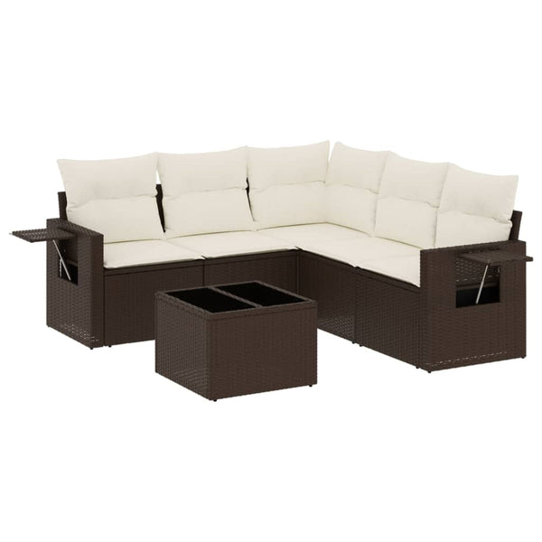 Sofasæt Til Haven 6 Dele Med Hynder Polyrattan Brun