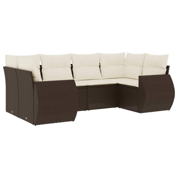 Sofasæt Til Haven 6 Dele Med Hynder Polyrattan Brun