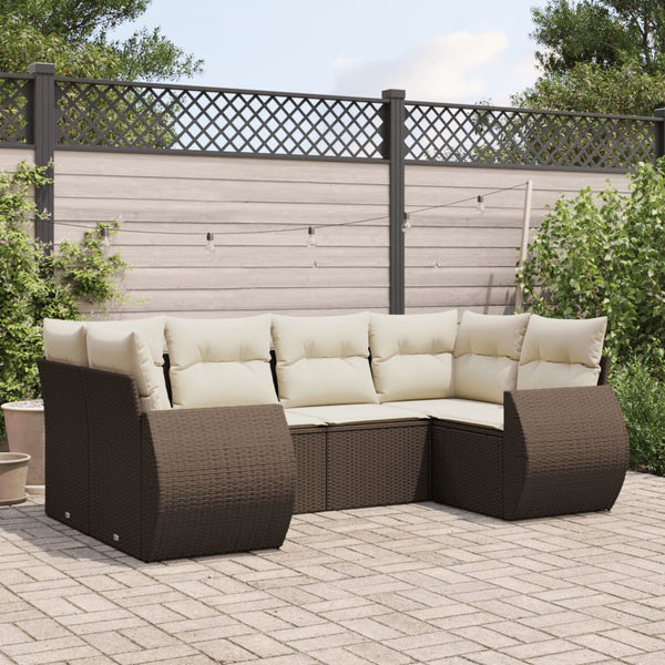 Sofasæt Til Haven 6 Dele Med Hynder Polyrattan Brun