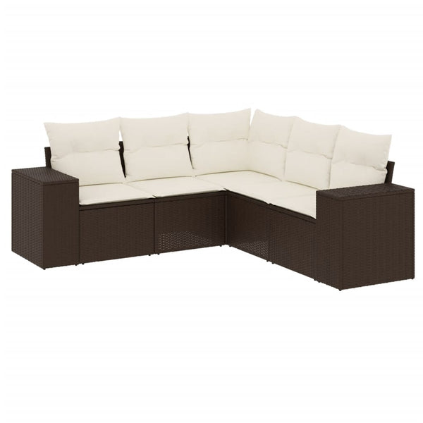 Sofasæt Til Haven 5 Dele Med Hynder Polyrattan Brun