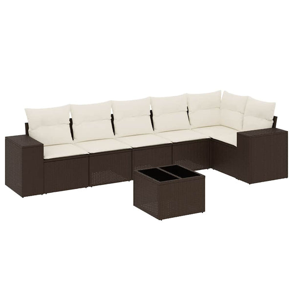 Sofasæt Til Haven 7 Dele Med Hynder Polyrattan Brun