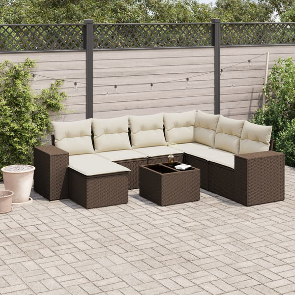 Sofasæt Til Haven 8 Dele Med Hynder Polyrattan Brun
