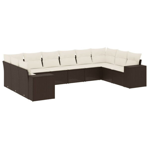 Sofasæt Til Haven 10 Dele Med Hynder Polyrattan Brun