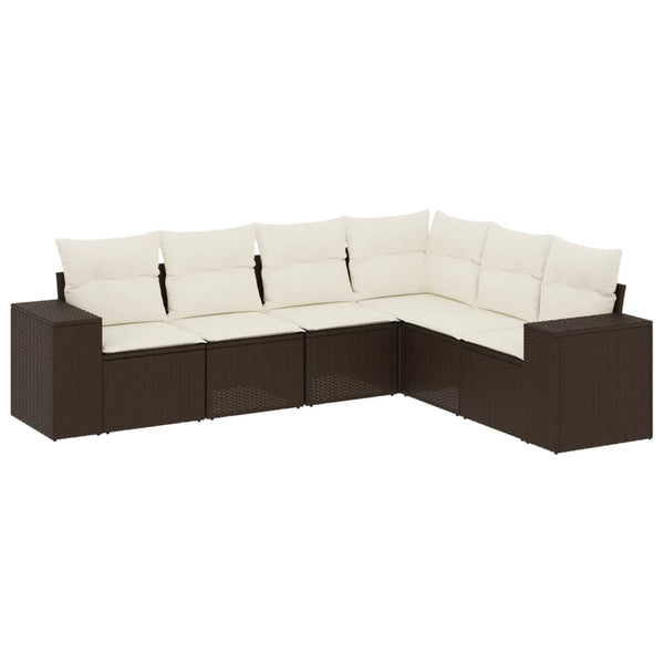 Sofasæt Til Haven 6 Dele Med Hynder Polyrattan Brun