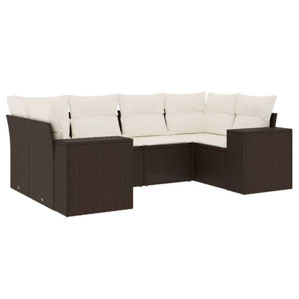Sofasæt Til Haven 6 Dele Med Hynder Polyrattan Brun