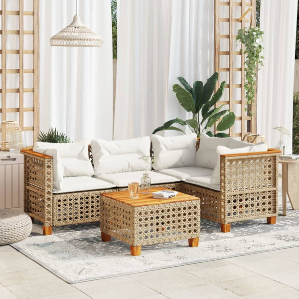 Sofasæt Til Haven 5 Dele Med Hynder Polyrattan Beige