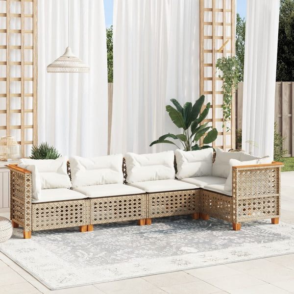 Sofasæt Til Haven 5 Dele Med Hynder Polyrattan Beige