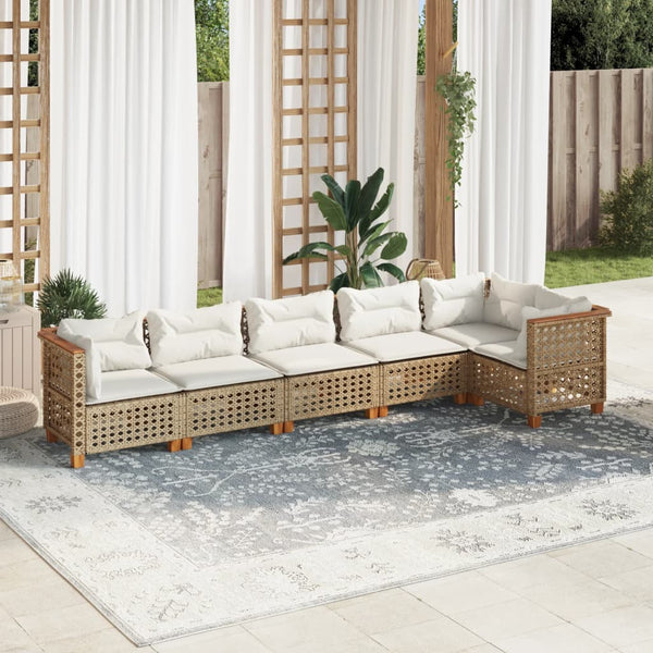 Sofasæt Til Haven 6 Dele Med Hynder Polyrattan Beige