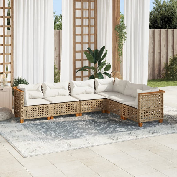 Sofasæt Til Haven 6 Dele Med Hynder Polyrattan Beige