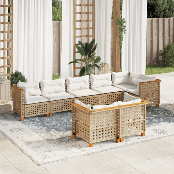 Sofasæt Til Haven 8 Dele Med Hynder Polyrattan Beige