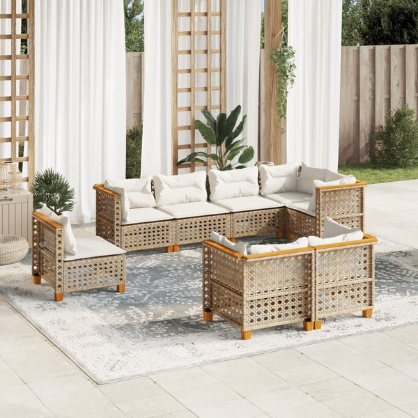 Sofasæt Til Haven 8 Dele Med Hynder Polyrattan Beige