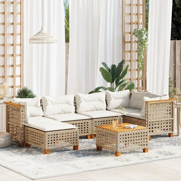 Sofasæt Til Haven 7 Dele Med Hynder Polyrattan Beige