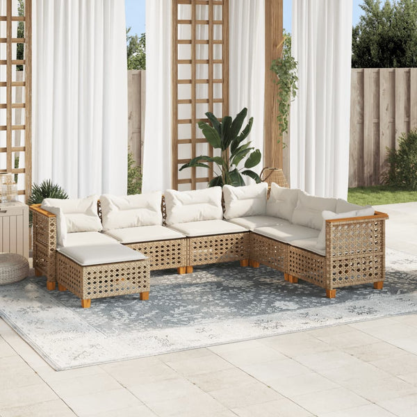 Sofasæt Til Haven 7 Dele Med Hynder Polyrattan Beige