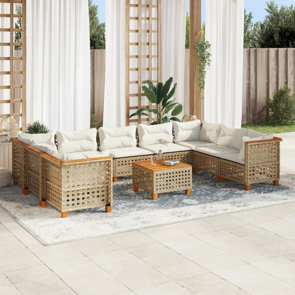 Sofasæt Til Haven 10 Dele Med Hynder Polyrattan Beige