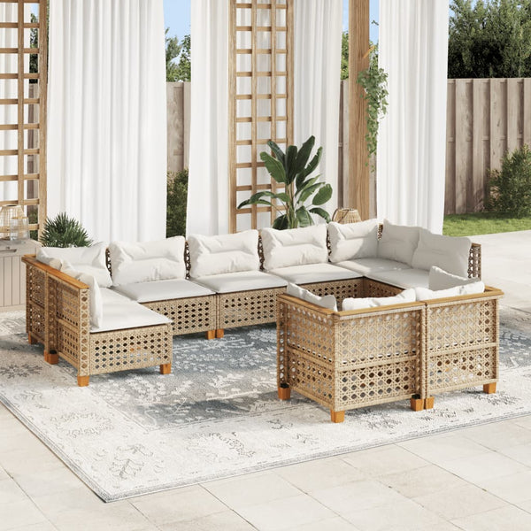 Sofasæt Til Haven 9 Dele Med Hynder Polyrattan Beige