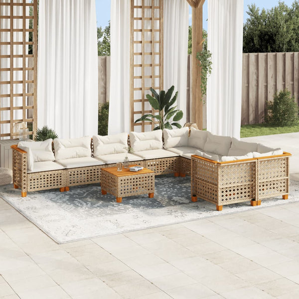 Sofasæt Til Haven 10 Dele Med Hynder Polyrattan Beige