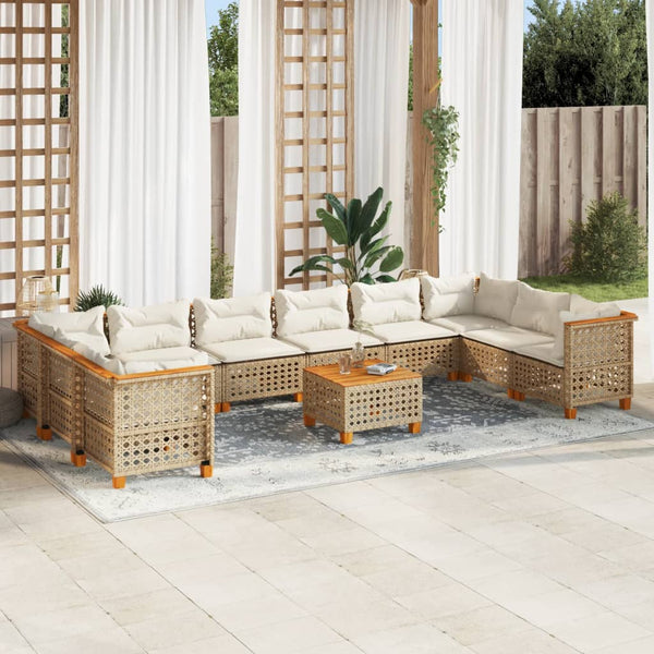 Sofasæt Til Haven 11 Dele Med Hynder Polyrattan Beige
