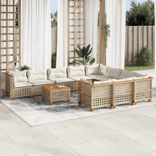 Sofasæt Til Haven 11 Dele Med Hynder Polyrattan Beige