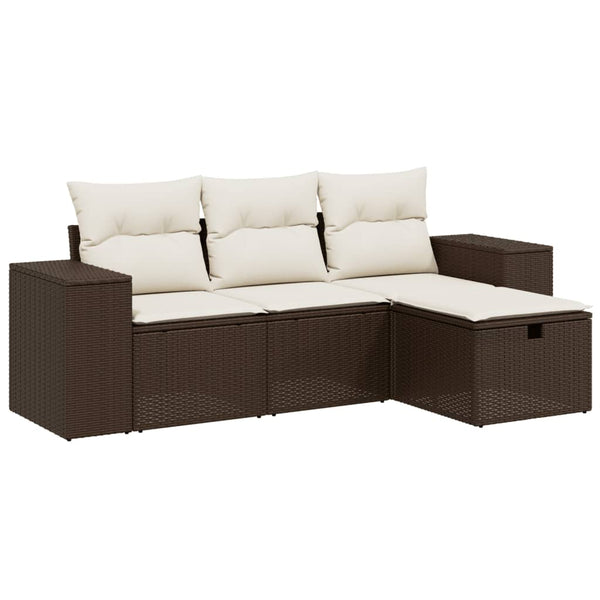 Sofasæt Til Haven 4 Dele Med Hynder Polyrattan Brun