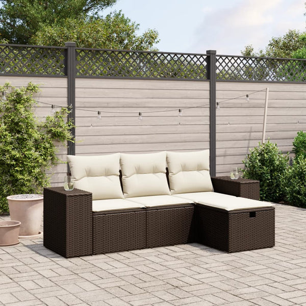 Sofasæt Til Haven 4 Dele Med Hynder Polyrattan Brun