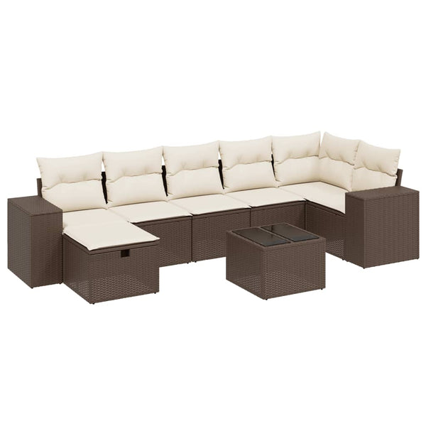 Sofasæt Til Haven 8 Dele Med Hynder Polyrattan Brun