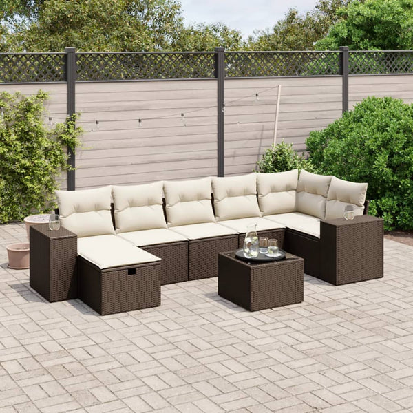 Sofasæt Til Haven 8 Dele Med Hynder Polyrattan Brun