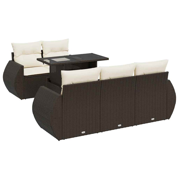 Sofasæt Til Haven 6 Dele Med Hynder Polyrattan Brun