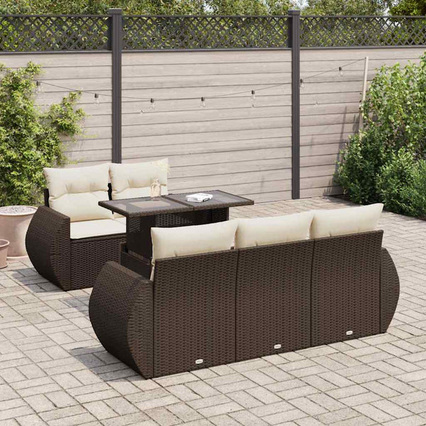 Sofasæt Til Haven 6 Dele Med Hynder Polyrattan Brun
