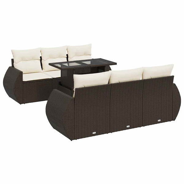 Sofasæt Til Haven 7 Dele Med Hynder Polyrattan Brun