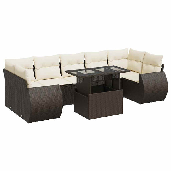 Sofasæt Til Haven 8 Dele Med Hynder Polyrattan Brun