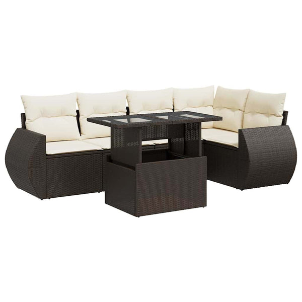 Sofasæt Til Haven 6 Dele Med Hynder Polyrattan Brun