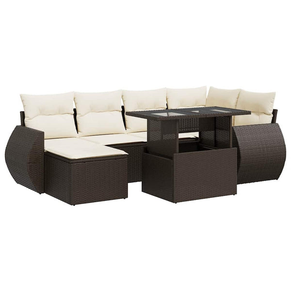 Sofasæt Til Haven 7 Dele Med Hynder Polyrattan Brun
