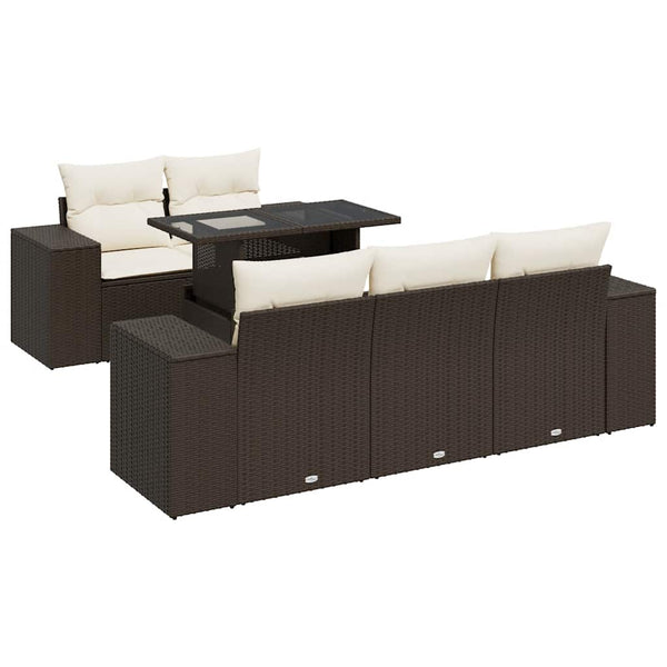 Sofasæt Til Haven 6 Dele Med Hynder Polyrattan Brun