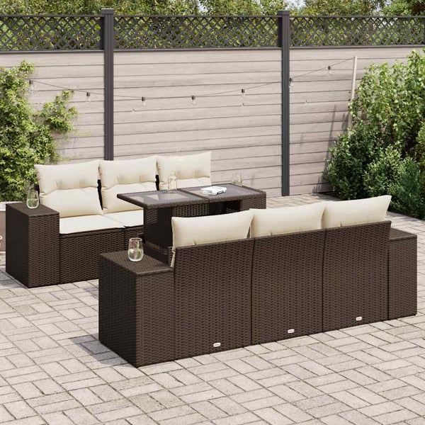 Sofasæt Til Haven 7 Dele Med Hynder Polyrattan Brun