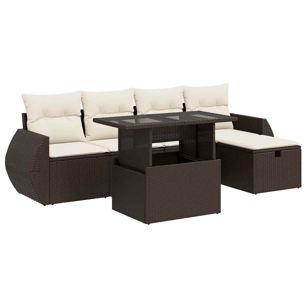 Sofasæt Til Haven 6 Dele Med Hynder Polyrattan Brun