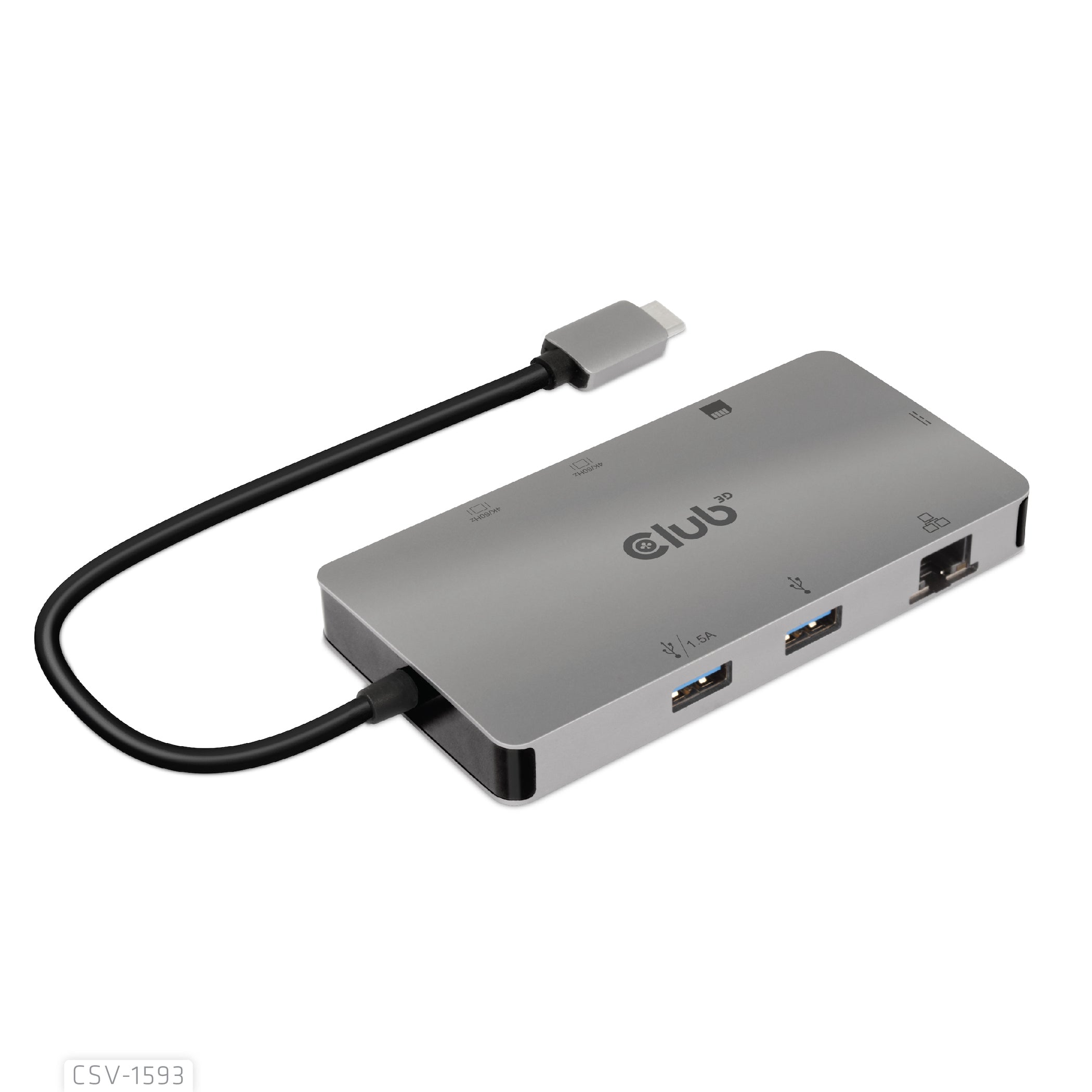 Club3D CSV-1593 8-in-1 USB-C 3.2 Gen 1 Dockingstation Grå
