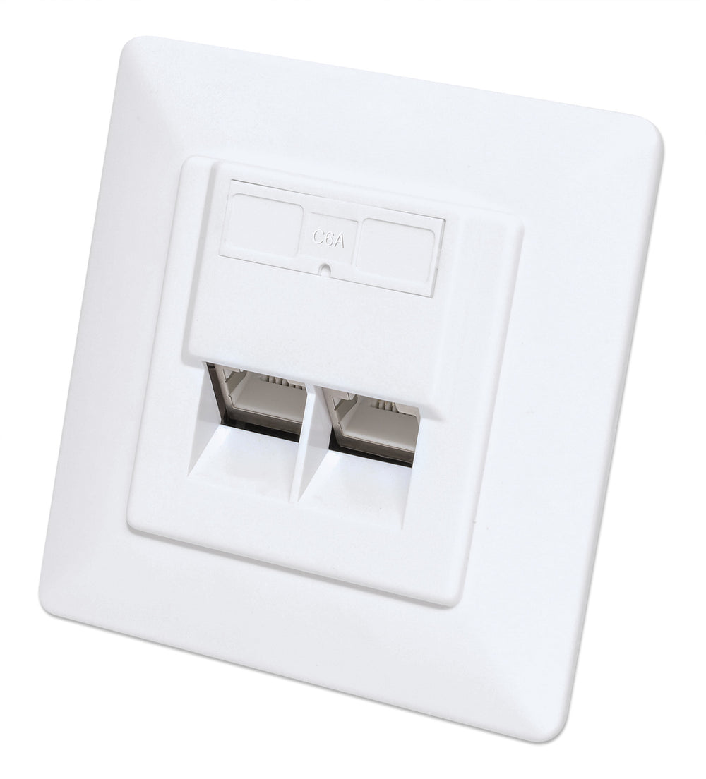 Intellinet - vægplade - CAT 6a 10G - 2 netværkssokler - RAL 9003, signalhvid